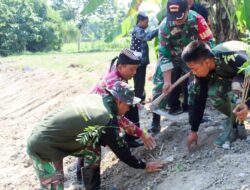 Karya Bakti Satgas TMMD 120 Kodim Bojonegoro Dan Masyarakat Tanam Ratusan Pohon Di Bantaran Sungai