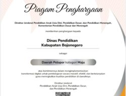 Disdik Bojonegoro Raih Penghargaan Dari Kementrian Pendidikan Dasar Dan Menengah