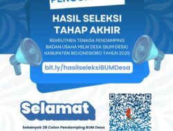 Ini Pengumuman Hasil Seleksi Calon Tenaga Pendamping BUM Desa Kab Bojonegoro Tahun 2025