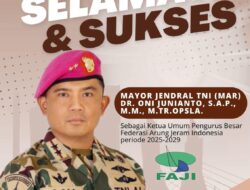 Mayjen TNI (Mar) Dr. Oni Junianto Terpilih Ketua Umum PB FAJI periode 2025–2029