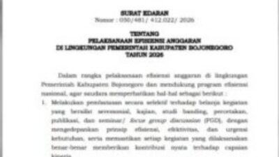 Berikut Isi Lengkapnya Surat Edaran Bupati Bojonegoro Tentang Efisiensi Anggaran