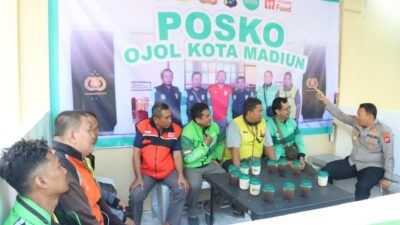 Perkuat Sinergitas, Polres Madiun Kota Resmikan Posko Ojol Kamtibmas