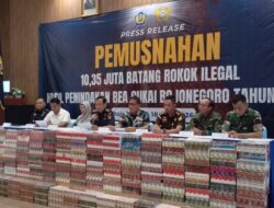 Jutaan Batang Rokok llegal  Dimusnahkan Bea Cukai Bojonegoro