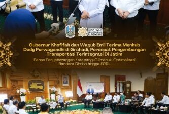 Khofifah dan Wagub Emil Terima Menhub Dudy Purwagandhi di Grahadi, Percepat Pengembangan Transportasi Terintegrasi Di Jatim