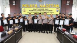 Polres Magetan Beri Penghargaan untuk 13 Korlap PSHT atas Dedikasi Jaga Kamtibmas